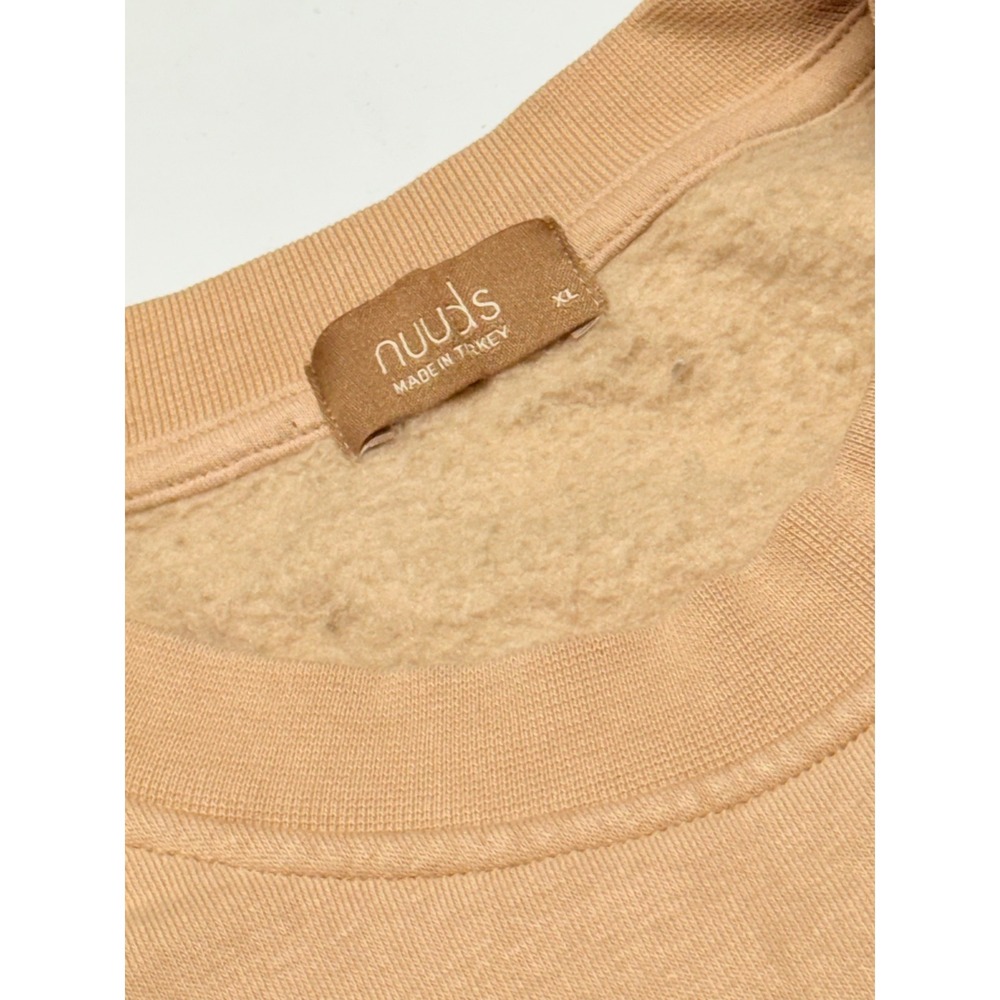 Nuuds Oversized Crewneck Sweatshirt Tan Sand Puff Print Logo XL EST 2022 - Picture 3 of 5